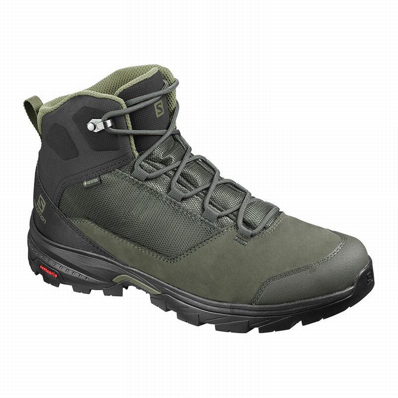 Salomon Singapore Mens Hiking Boots - OUTWARD GORE-TEX Olive/Black | 29374-XVKG